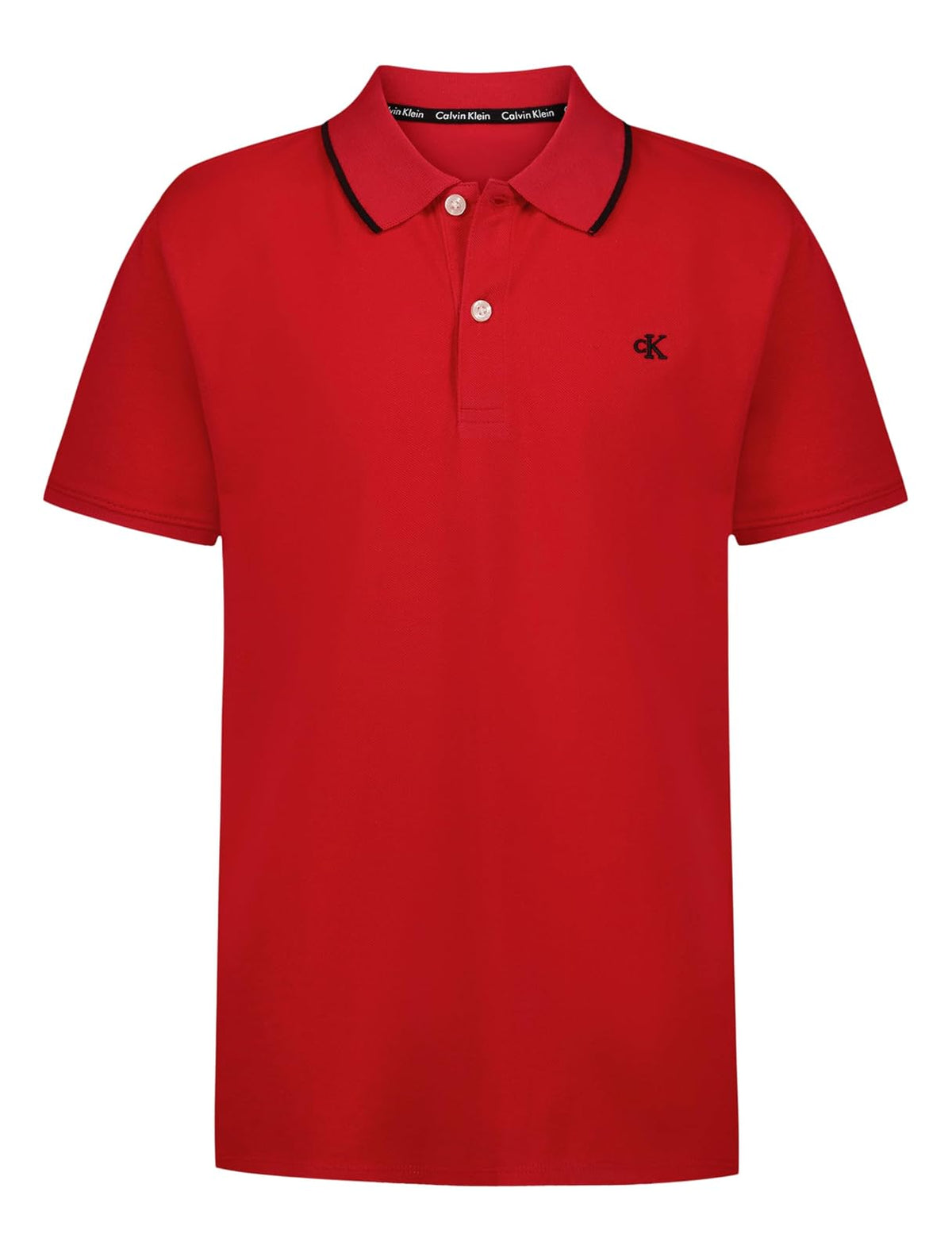 Calvin Klein Polo Manga Corta Marled Space Dye para Niño - Tipped Racing Red - 18-20