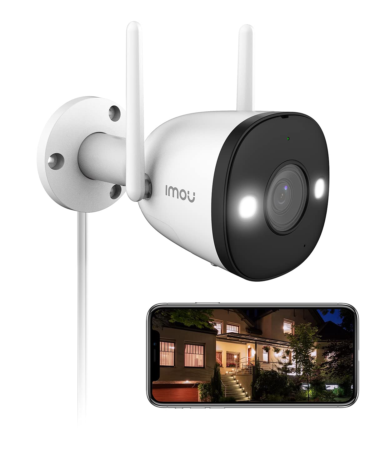 Bullet2 cámara IP WiFi de 2 Mpx/Full Color/Disuasión Activa con Estrobo y Sirena Integrados/108 Grados de Apertura/30 Mts de IR/H.265/IP67/Audio Bidireccional/Micrófono Integrado/Detección de Humanos