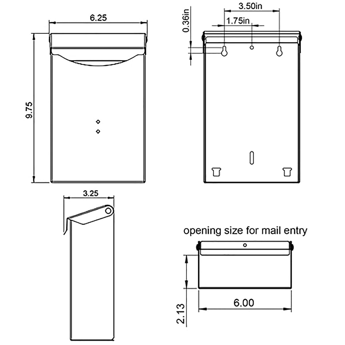 Architectural Mailboxes City Classic - Buzón de Montaje en Pared de Acero galvanizado BW1100AM, Negro, pequeña Capacidad