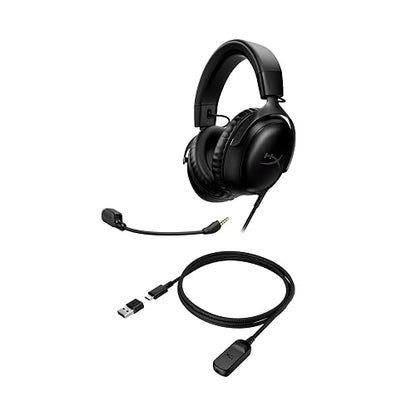 HyperX Cloud III, Auriculares Gaming con Cable, Cancelación de Ruido, Compatibles con PC, PS5, PS4, Xbox Series X|S, Xbox One, Nintendo Switch, Mac, Negro (727A8AA)