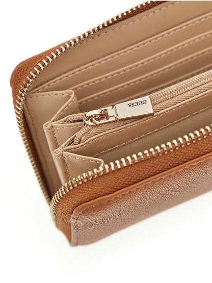 GUESS CARTERA LAUREL II SLG LARGE ZIP AROUND COLOR CAFÉ MEDIO