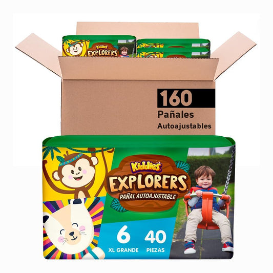 Kiddies Explorers Pañal Autoajustable Talla 6 XG Grande 160 pañales