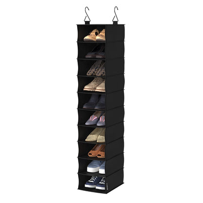 ClosetMaid Organizador de Armario Colgante de Tela de 10 estantes para Zapatos, Sombreros, Bolsos, Ropa con Acabado Negro carbón