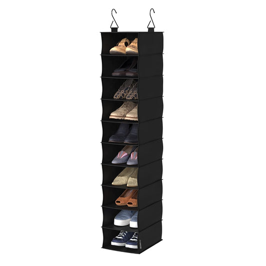 ClosetMaid Organizador de Armario Colgante de Tela de 10 estantes para Zapatos, Sombreros, Bolsos, Ropa con Acabado Negro carbón