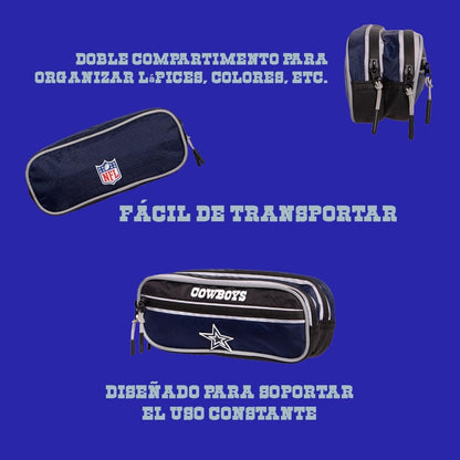 Truzt Lapicera NFL Dallas Cowboys Estuche Escolar Deportivo Niño Compartimento Sencillo Poliéster Resistente Azul