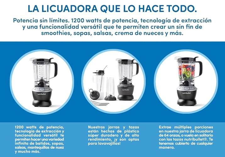 Nutribullet Combo Licuadora 1200W NBF505DG Color Gris Oscuro