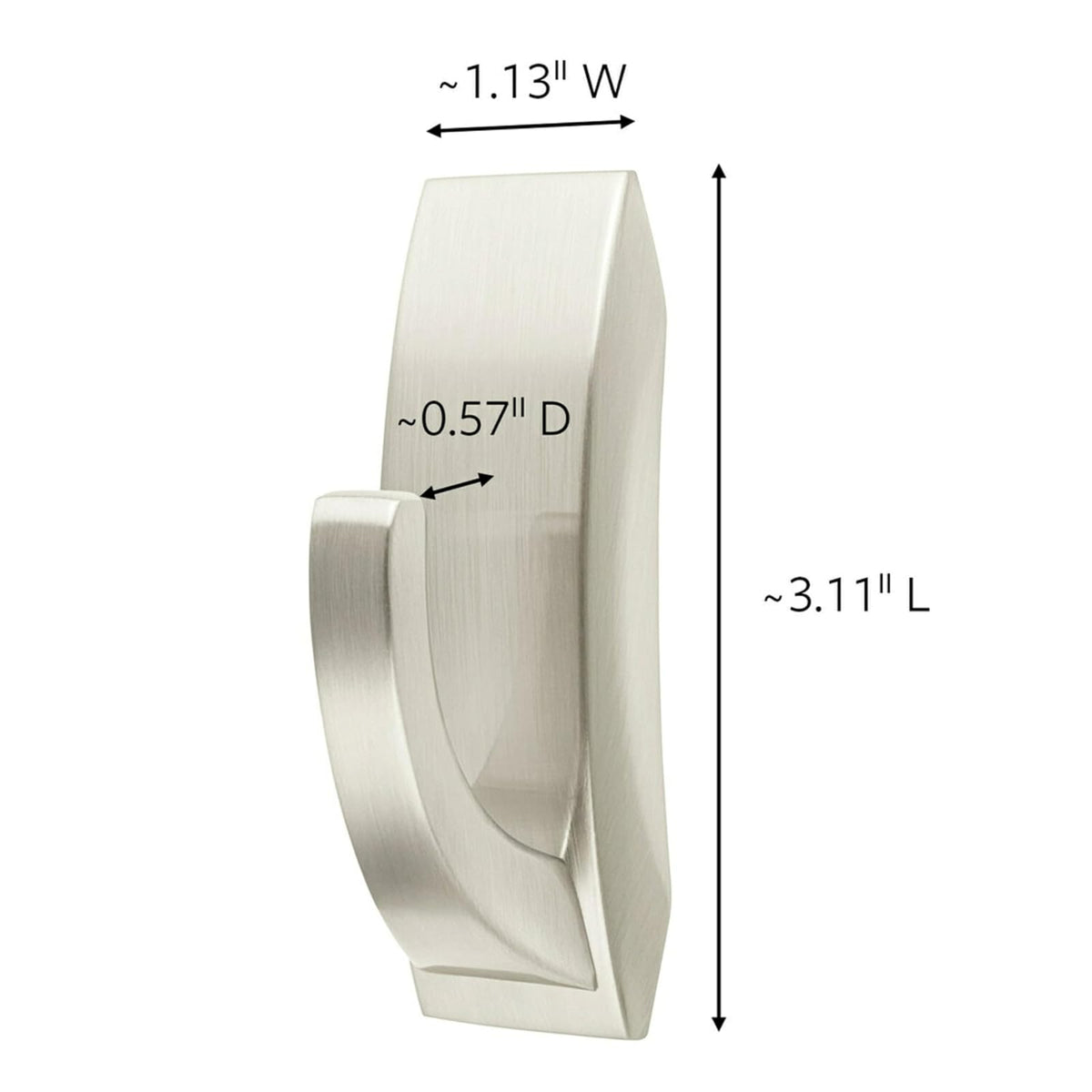 Command moderna Reflexiones gancho de metal para baño, pequeña, níquel satinado, 1-hook con tiras resistentes al agua (mr01-sn-bes), Mediano, Níquel cepillado