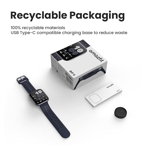 Amazfit Bip 6 Reloj Inteligente de 46 mm, batería de 14 días, visualización AMOLED de 1.9 Pulgadas, GPS y mapas gratuitos, AI, Llamadas y Texto Bluetooth, rastreador de Salud, Fitness y sueño, más de