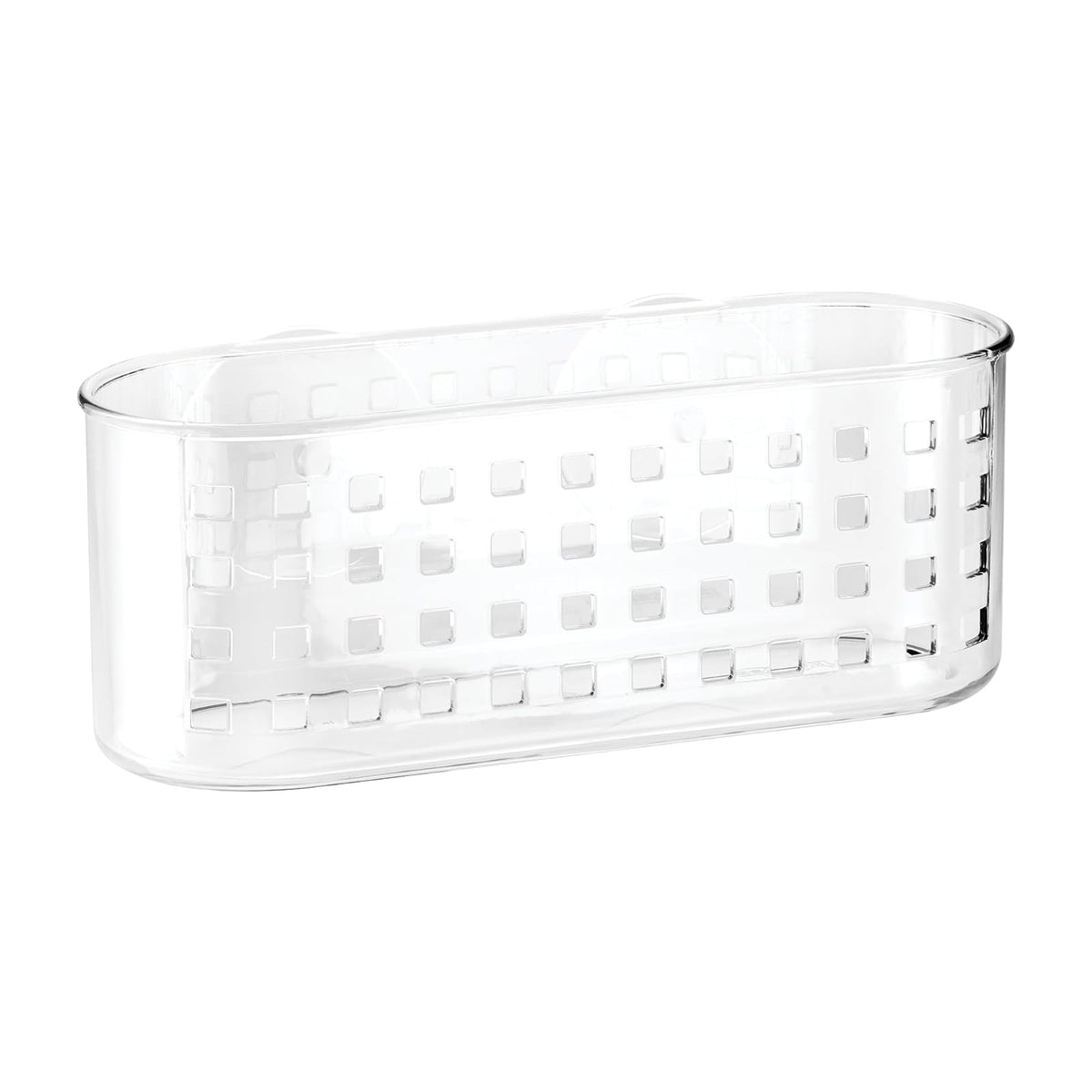 interDesign Basic Cesta para Ducha, Estante de baño de plástico con Ventosa para Colocar sin Taladro, Transparente