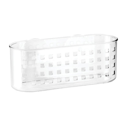 interDesign Basic Cesta para Ducha, Estante de baño de plástico con Ventosa para Colocar sin Taladro, Transparente