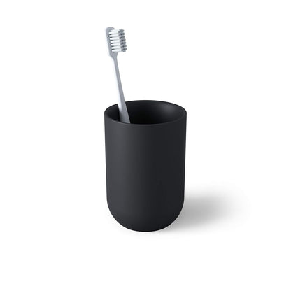 Umbra Junip Vaso para baño | Construcción de vidrio con peso, sostiene cepillos de dientes o agua de enjuague, tamaño ecológico, colección de