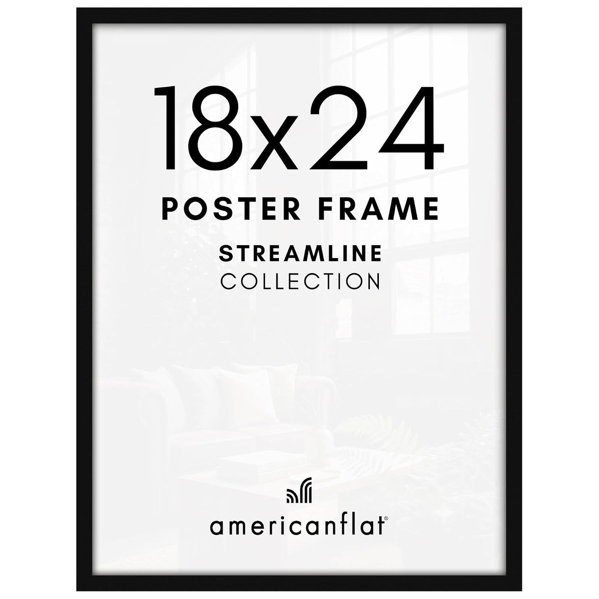 Americanflat Marco de Fotos con Frente de Plexiglás - Negro - 45,72 x 60,96 cm (18 X 24 pulg.)