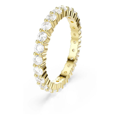 Anillo Swarovski Matrix Vittore, corte redondo, blanco, baño en tono dorado