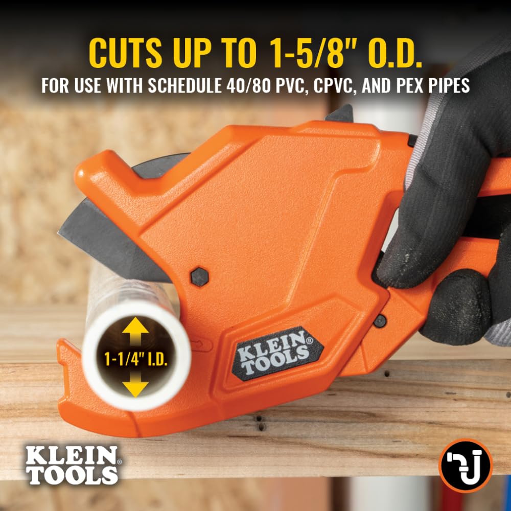 Klein Tools Cortador de Tubo de PVC con Carraca, 1-1/4 Pulgadas