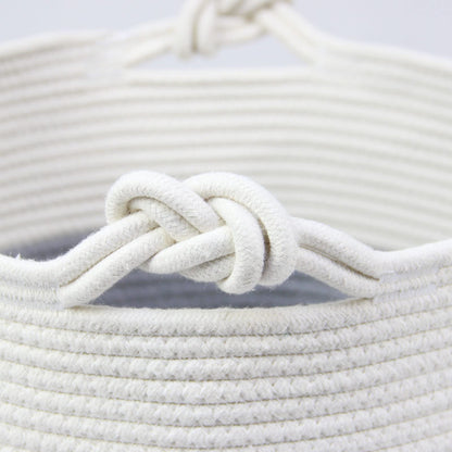 Casaphoria - Cesta de cuerda de algodón tejida con asa para recámara, cesta redonda de almacenamiento para baño, cesta de manta grande para sala de estar, cesta de lavandería alta tejida para