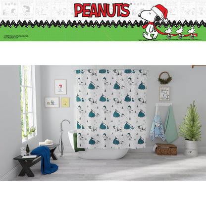 Franco Peanuts Snoopy - Cortina de Ducha de Microfibra para baño de Navidad, 72 x 72 Pulgadas (Producto con Licencia Oficial)