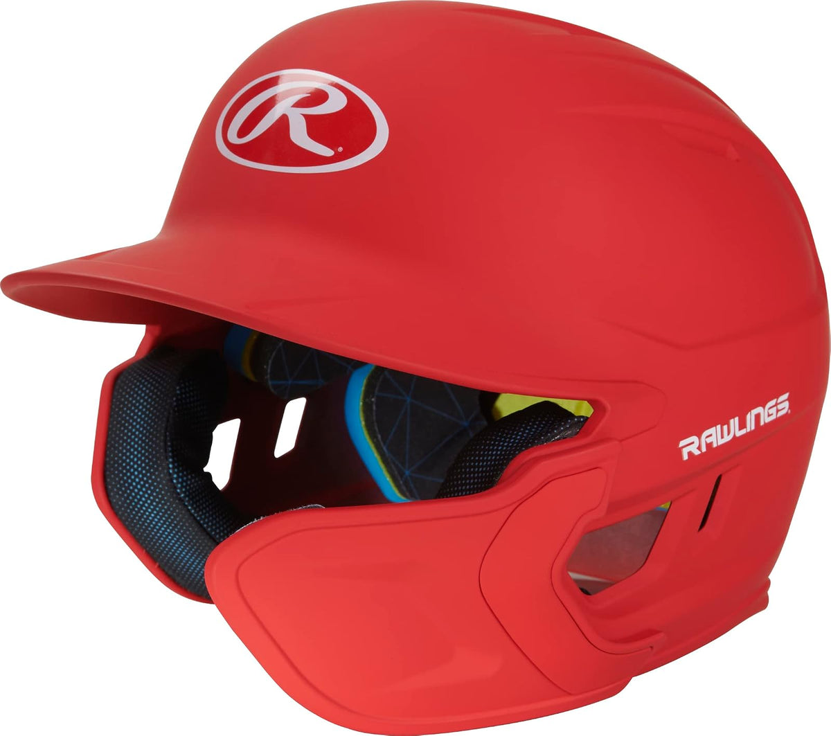 Rawlings Mach Casco de Bateo Ajustable para Béisbol - Bateador para mano derecha - JR (6 3 - 8 - 7 1 - 8) - escarlata mate