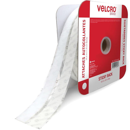 Marca VELCRO - Rollo de cinta adhesiva a granel | 50 pies x 3/4 pulgadas | Blanco | Cortar tiras adhesivas de gancho y bucle a la longitud | Crea almacenamiento vertical, ahorra espacio, mantiene tu