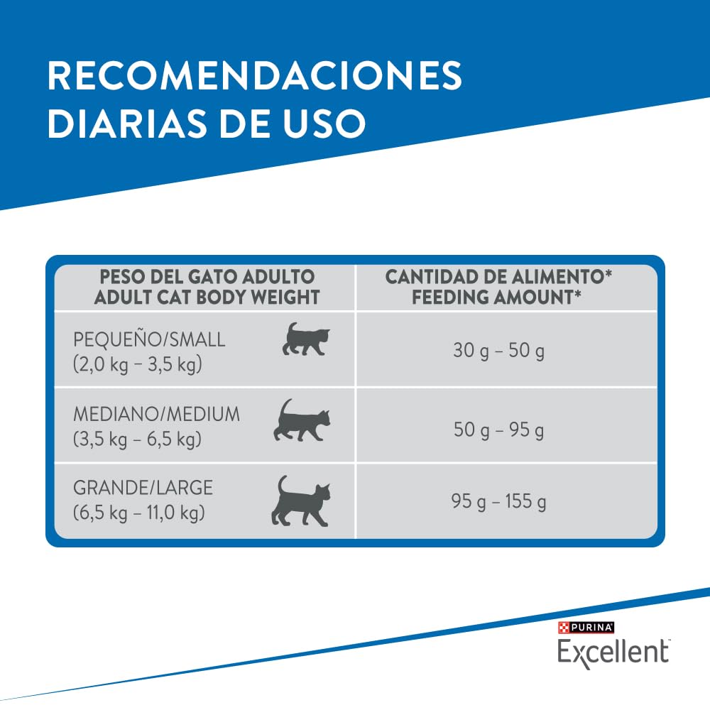 Purina Excellent Alimento para Gatos Adulto Pollo y Arroz 3 Kg
