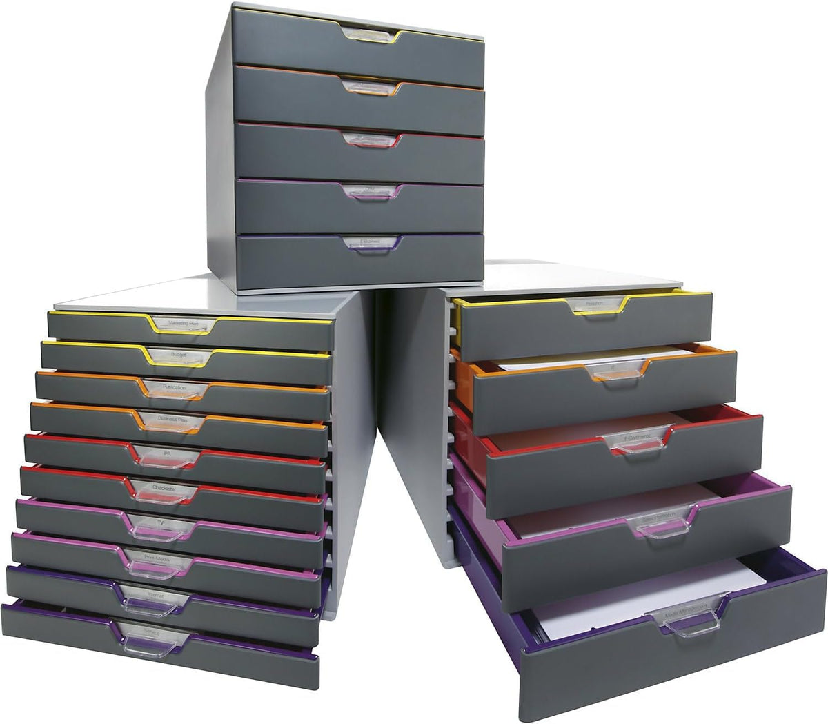 DURABLE VARICOLOR 10, Desk Storage Box, Gray & Multicolor (761027)
