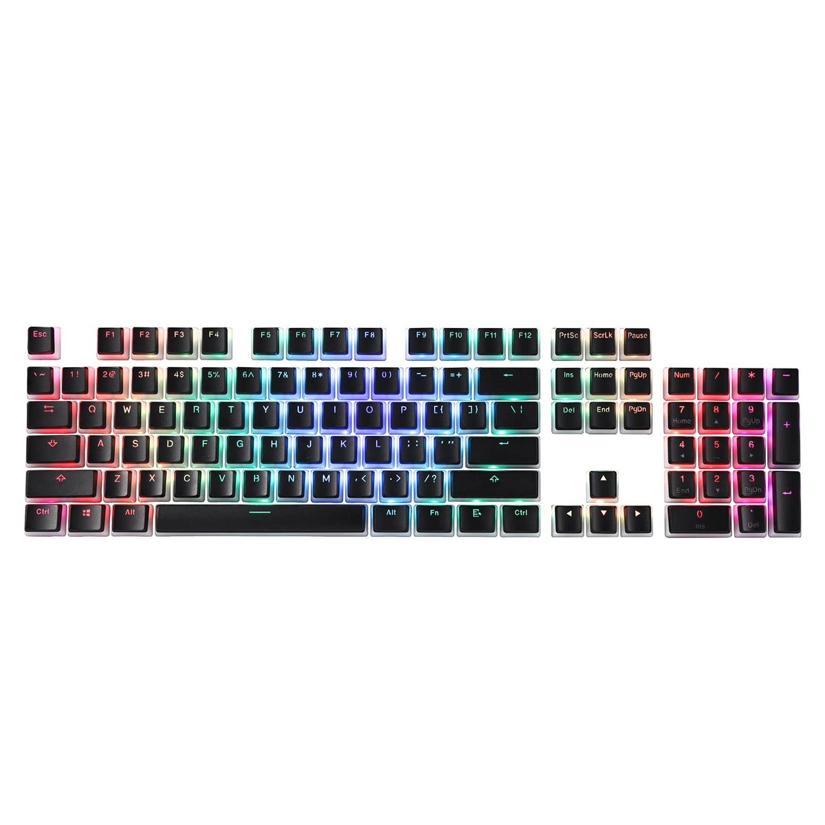 Redragon A130 - Teclas de pudín Negro, Juego de 104 Teclas estándar Doble PBT con Capa translúcida para Teclado mecánico, Perfil OEM, diseño ANSI en inglés (EE. UU.)