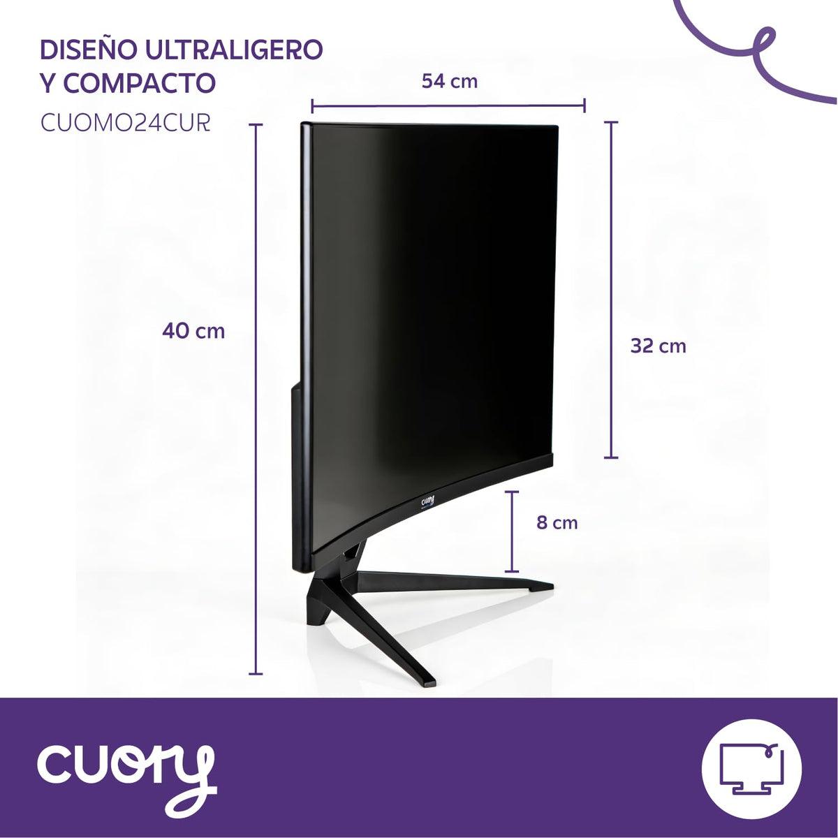 CUORY Monitor LED 24 Pulgadas Full HD 100Hz, Pantalla Gamer y Oficina, Resolución 1920x1080p, Diseño Ultra Delgado, Gaming Alto Rendimiento con Conexión HDMI/VGA