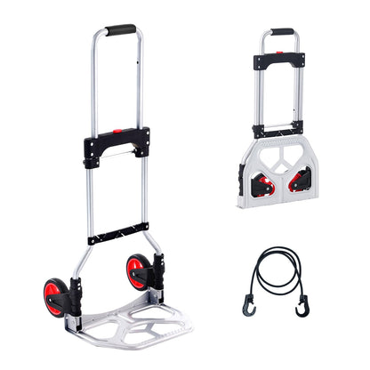 VEVOR - Camión de Mano Plegable, Capacidad de Carga de 80 kg, Carro portátil de Aluminio, camión de Mano Convertible y Carro con asa telescópica y Ruedas de Goma, Ultraligero, súper Fuerte para