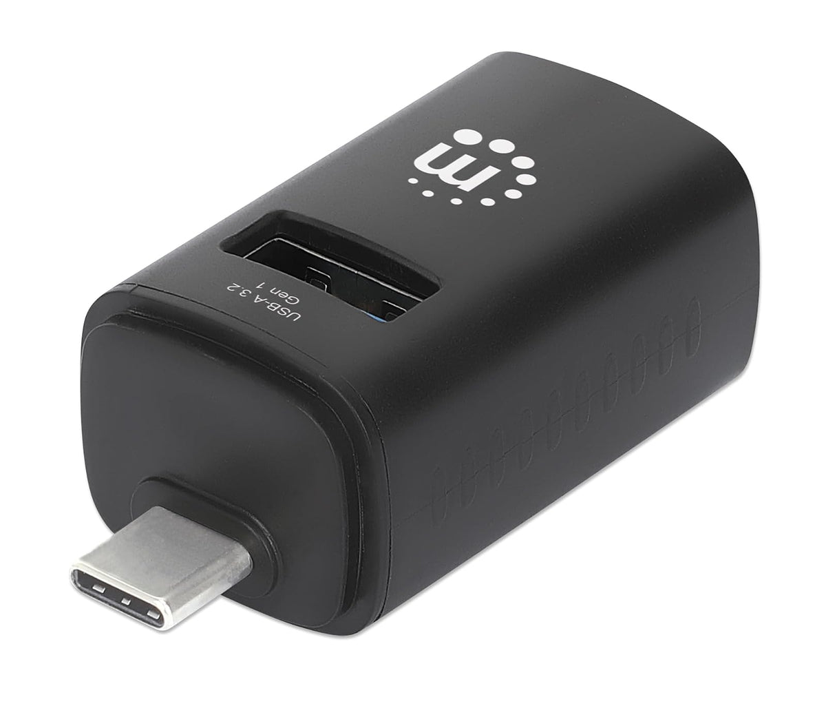 Manhattan 180993 Hub USB-C Negro: 1 Puerto USB 3.0 y 2 USB 2.0, Diseño Ultraportátil, Alimentación por Bus
