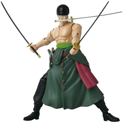ANIME HEROES - Roronoa Zoro, Figura de Acción, One Piece, 16.5 cm (6.5") | Tres Espadas, 20+ puntos de articulación, coleccionable oficial Bandai, para fans del anime