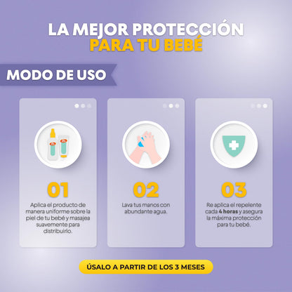 BYE BITES Repelente de Mosquitos BABY en Spray - Fórmula Para Piel Sensible - Hipoalergénico y Libre de Parabenos - Con Aroma a Manzanilla - En DUOPACK de 130 ml c/pieza - Protégete de los Insectos