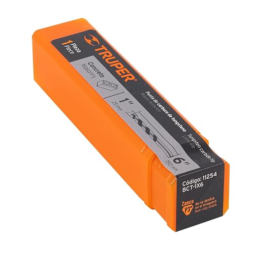 Truper BCT-1X6, Broca para concreto con cuerpo de acero al cromo, 1 x 6", Caja con 1 pieza