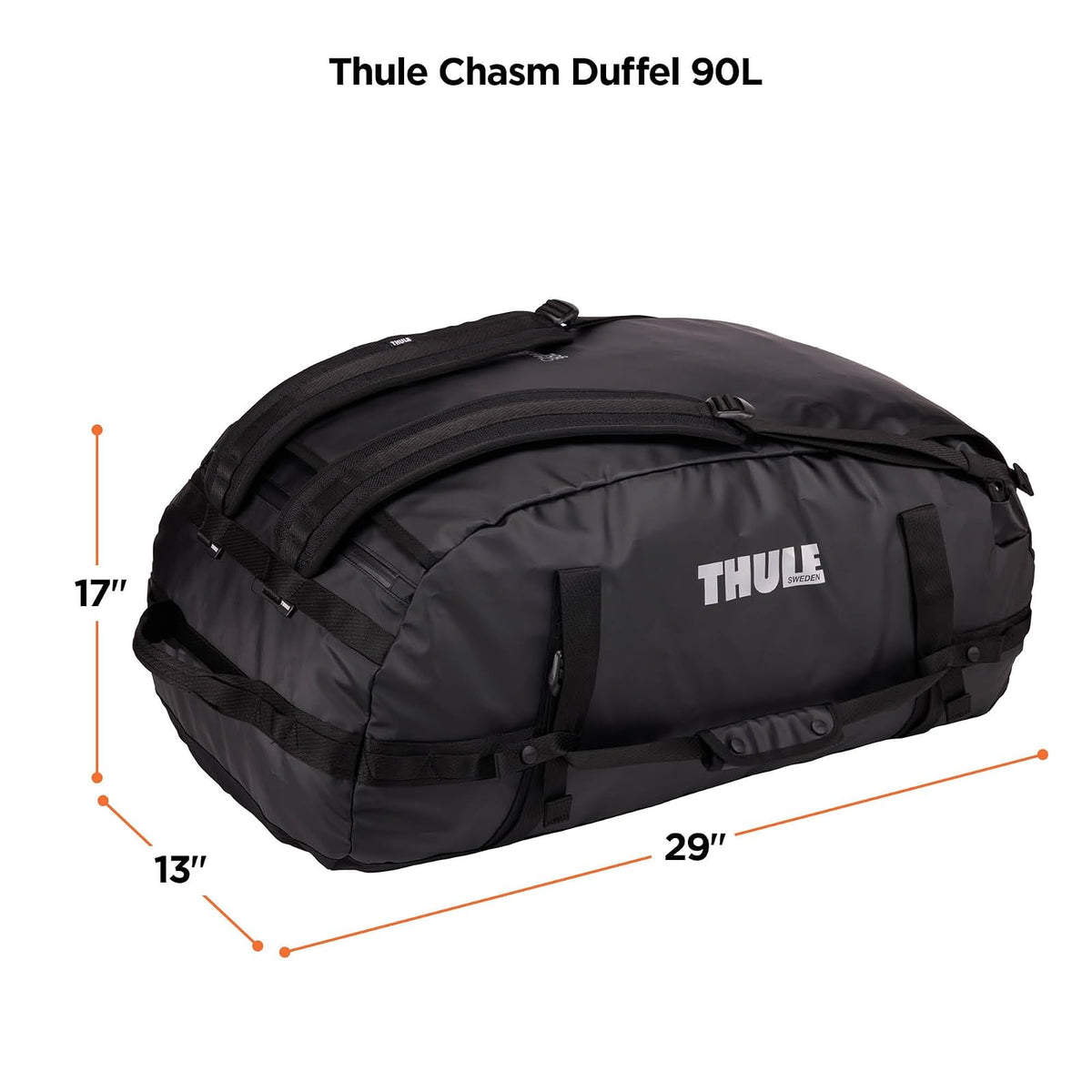 Thule Chasm Maleta de Viaje 90L | Negra, lona robusta resistente a la intemperie, correas convertibles a mochila, impermeable