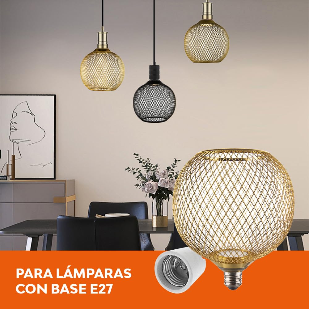 Tecnolite - Foco Globo Malla Metálica LED 4.5 W, Luz Ámbar, Base E27, No atenuable