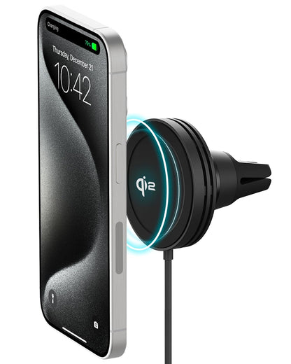iOttie Velox Qi2 Mini Soporte de Carga inalámbrica para Automóvil, Soporte de teléfono de ventilación de Aire Compatible con MagSafe con Carga de 15 W para teléfonos Inteligentes compatibles con Qi2,