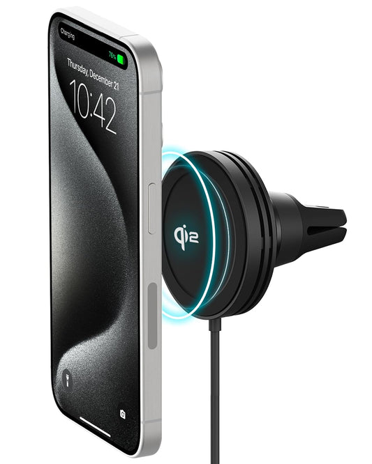 iOttie Velox Qi2 Mini Soporte de Carga inalámbrica para Automóvil, Soporte de teléfono de ventilación de Aire Compatible con MagSafe con Carga de 15 W para teléfonos Inteligentes compatibles con Qi2,