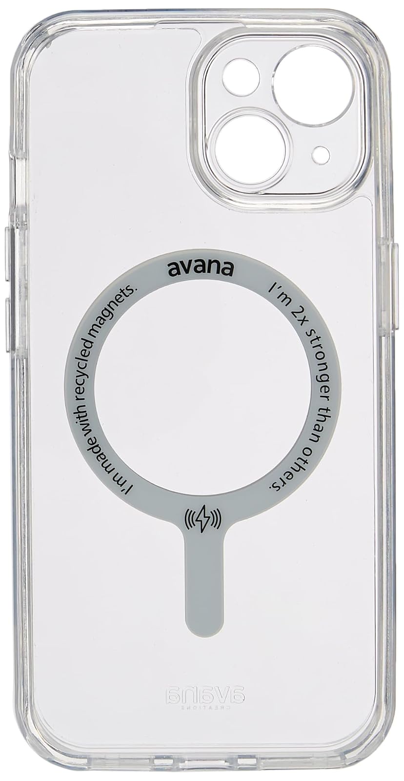 Avana Ice Funda con MagSafe Compatible con iPhone 15, Resistente a Caídas de 3m, Bisel Elevado, Protección Antimicrobiana - Transparente