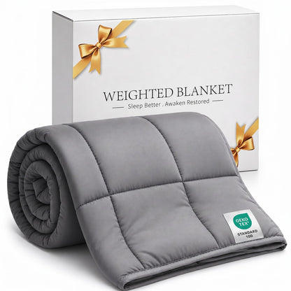 Smart Queen - Manta con Peso de 15 Libras (48 x 72 Pulgadas, Gris), Manta Pesada de enfriamiento Suave para Dormir, Transpirable para Todas Las Estaciones con abalorio de Vidrio de Alta Calidad