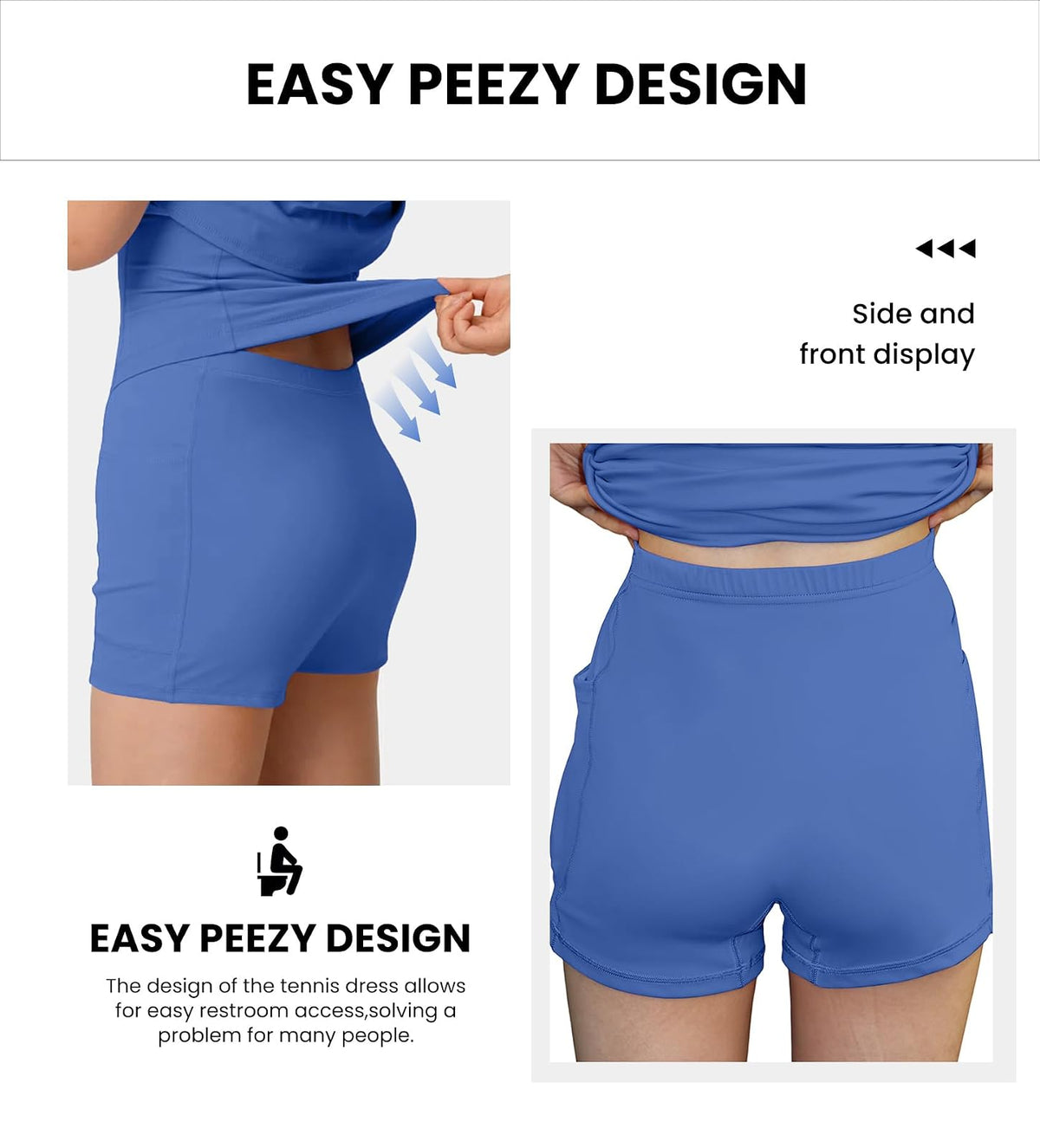 Vestido de Tenis de Entrenamiento para Mujer con Pantalones Cortos Integrados y Brasier Deportivo para Golf para Ejercicio
