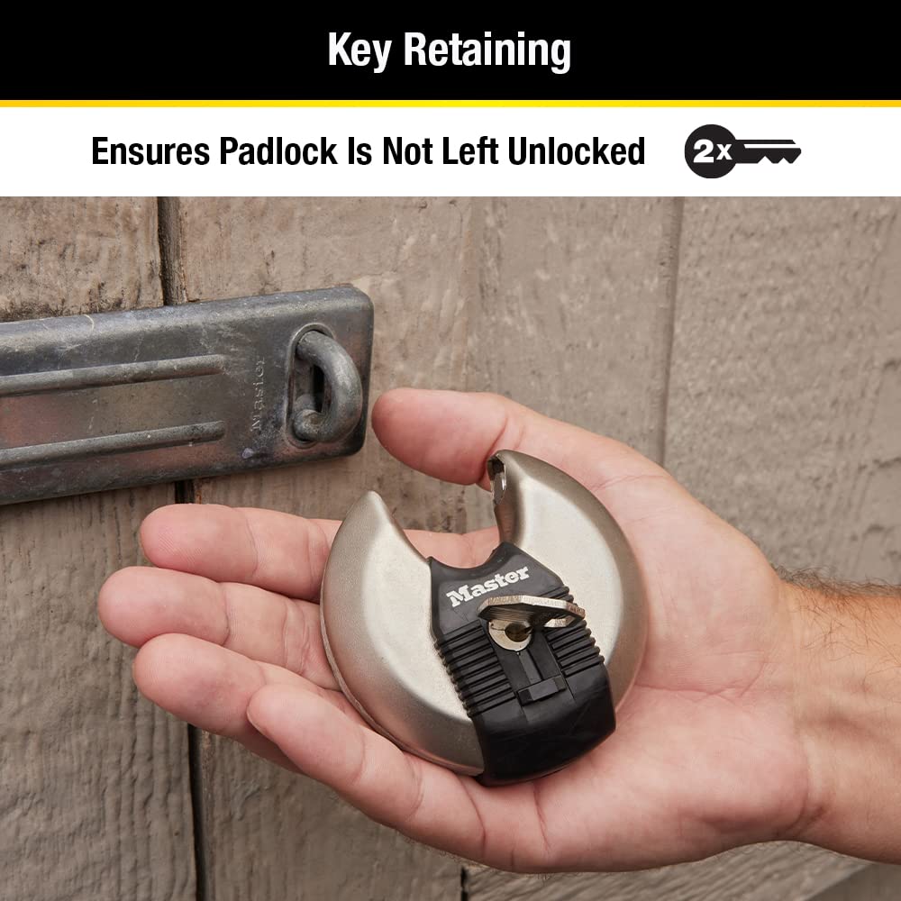 Master Lock M50XD Magnum Candado de disco de acero inoxidable resistente con llave