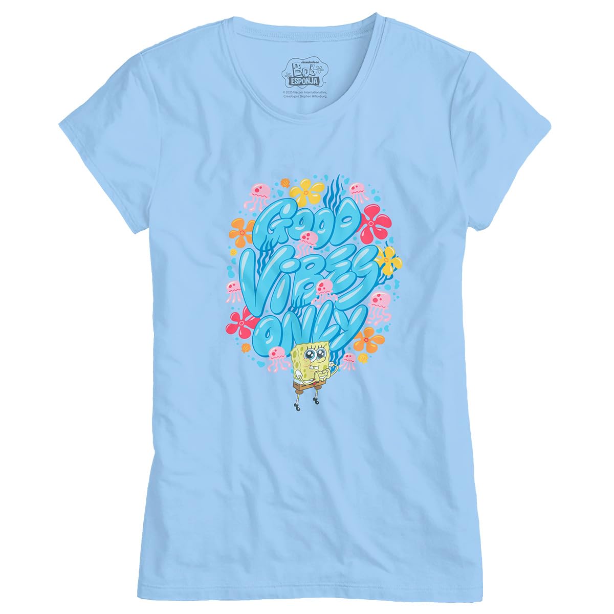 Bob Esponja Good Vibes Only Playera Casual para Mujer Fit Regular