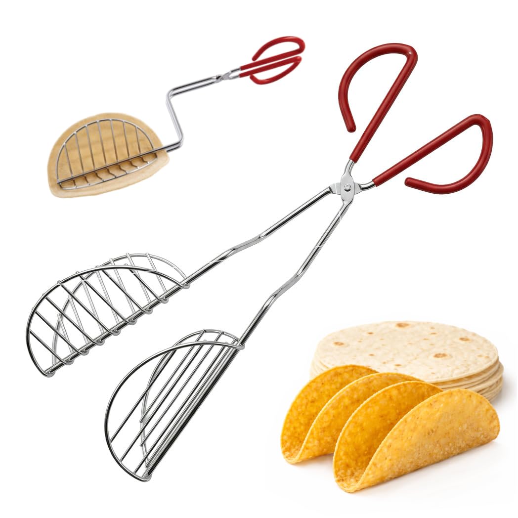 HIC - Pinza de concha de taco, acero, para hacer conchas de taco caseras