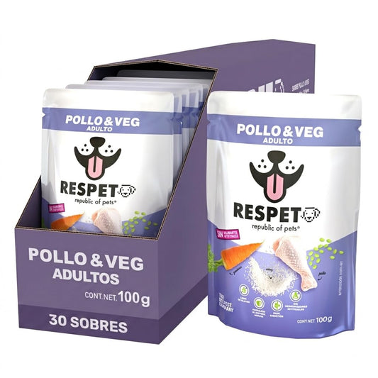 RESPET Alimento Húmedo para Perro Adulto Pollo y Vegetales 30 Sobres 100 g