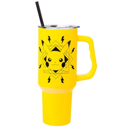 Silver Buffalo Vaso Térmico Care Bears, Acero Inoxidable, 40 oz - Insignia Pikachu Lightning Bolts Pokemon