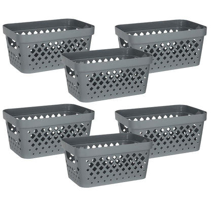 Glad Juego de 6 Cestas de Plástico Gris | 1 galón, contenedores anidados con asas, organización debajo encimera, clóset lino y baño - Gris - 1 Galón