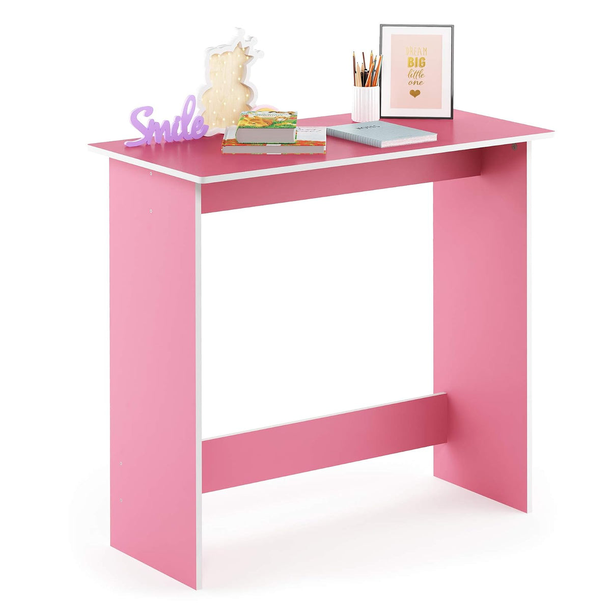 Furinno Mesa de Estudio Simplista, Rosa, 39.4 cm x 80 cm x 75.4 cm