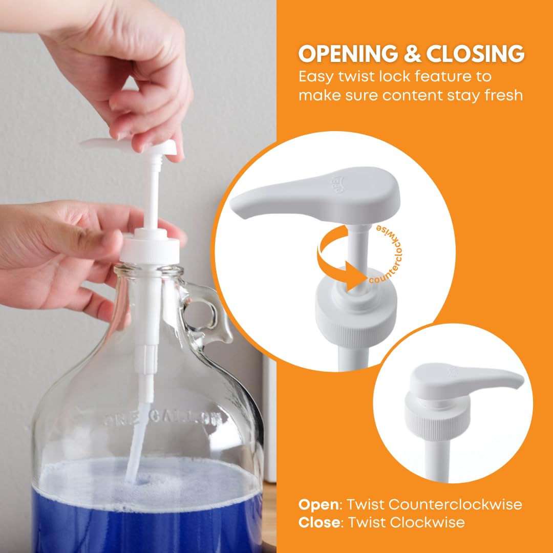 FastRack Jarra de Vidrio de Medio galón para dispensador de detergente de lavandería – Envase hermético con Tapa de Rosca | Base Antideslizante | Dispensador de Bomba de detergente o de Jarabe |