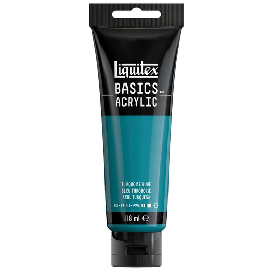 Liquitex 8870074 Basics - Pintura acrílica, pigmentos artísticos monopigmentados, resistente a la luz, viscosidad media, calidad de archivo, acabado brillante sedoso, 118 ml (pack de 1), tubo - azul