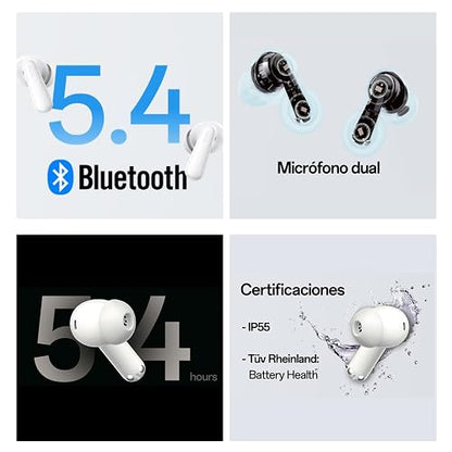 OPPO Enco Buds 3 Pro Negro, hasta 54 Horas de Reproduccion, Resistencia al Agua y Polvo IP55, Bluetooth 5.4, hasta 10 Metros de Rango, Carga Rápida 10m Dan 4 Horas, Case Puerto Tipo C, Enco Master EQ