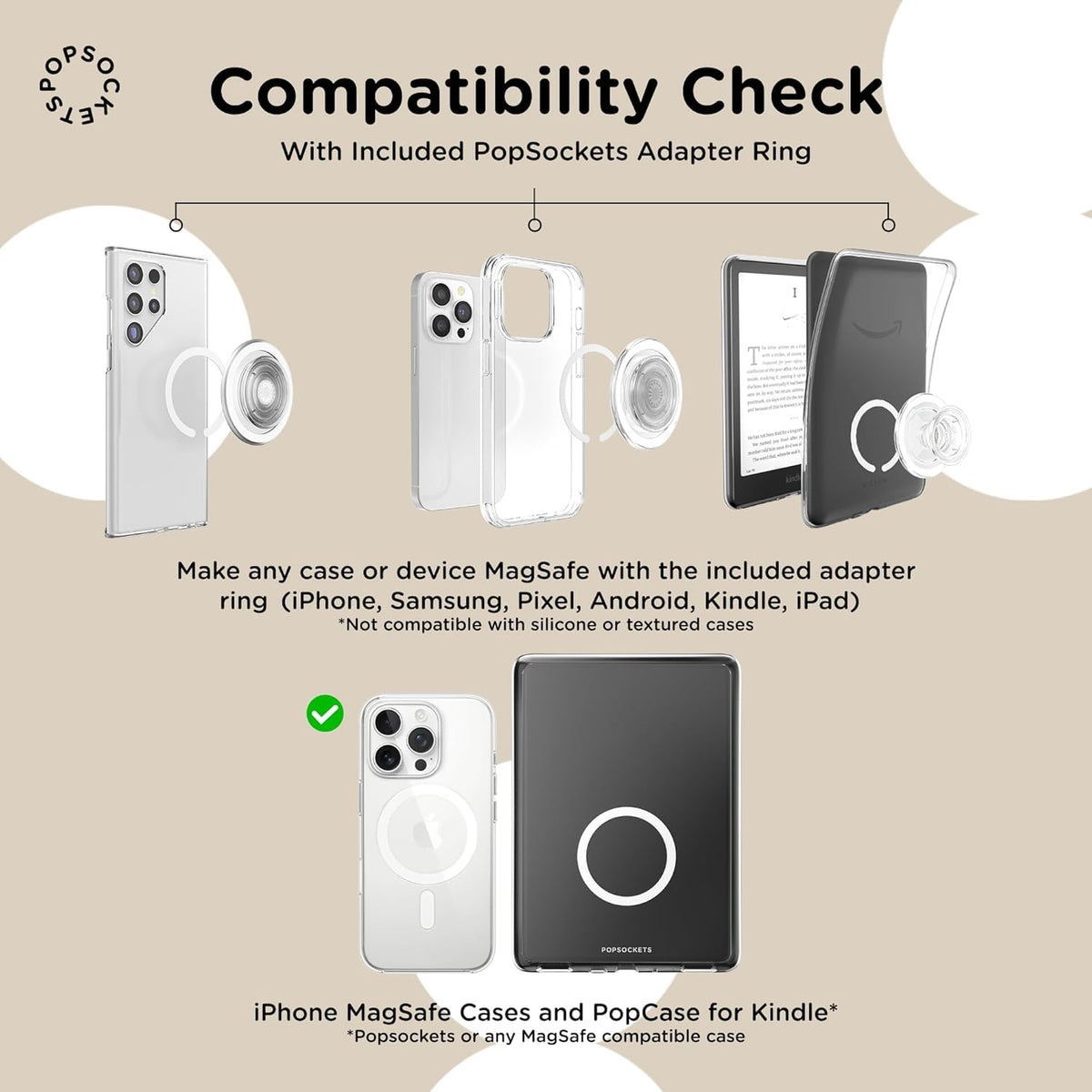 PopSockets - Empuñadura para teléfono MagSafe, Soporte magnético, golosinas | Extraíble, para Kindle, Android, iPhone, con imán, Hello Kitty, Sanrio, Kuromi, teléfono y mujer