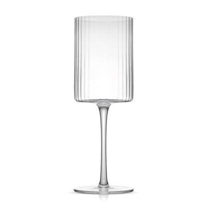 JoyJolt - Copas de vino estriadas - ELLE 17 oz rojo juego de 2 vasos grandes de tallo largo Vaso único o cóctel estilo clásico
